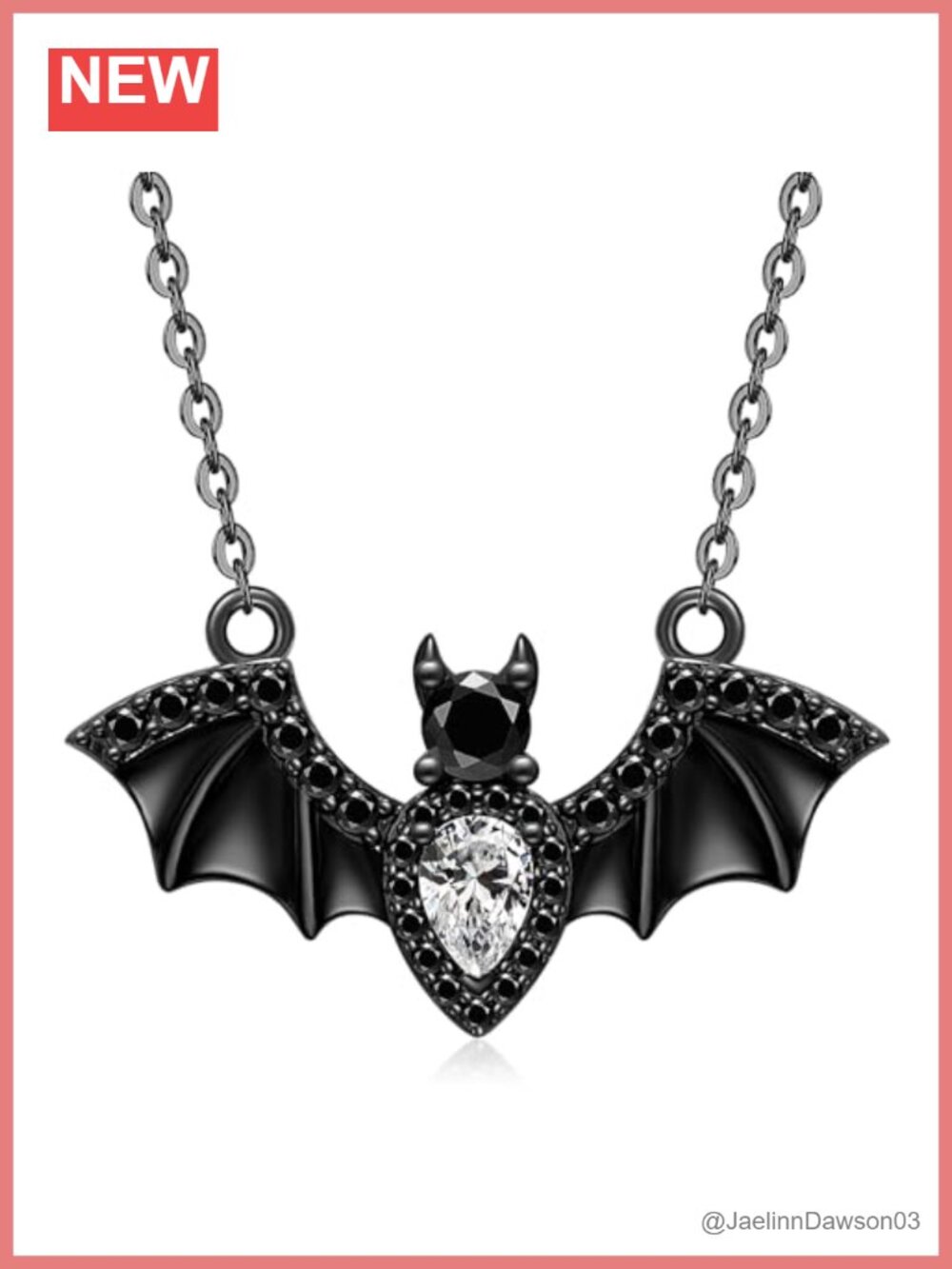 Sterling Silver Bat Pendant Necklace Gothic Halloween Jewelry